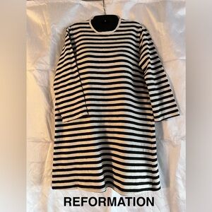 REFORMATION- Stripe Cotton T-Shirt Dress